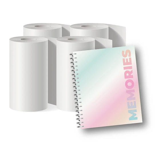 MOB Fotopapir til MOB Pixiprint Kamera - inkl. Mindebog & Stickers - 4 stk - Hvid