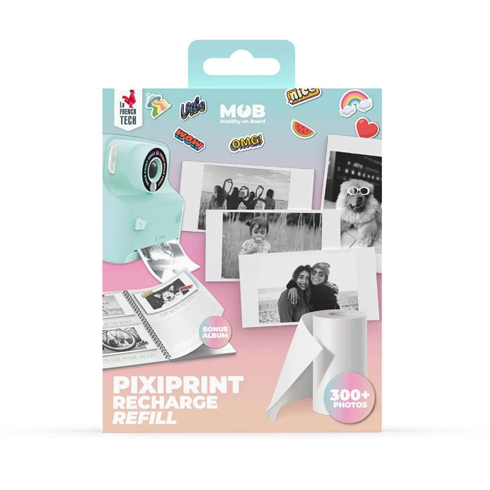 MOB Fotopapir til MOB Pixiprint Kamera - inkl. Mindebog & Stickers - 4 stk - Hvid