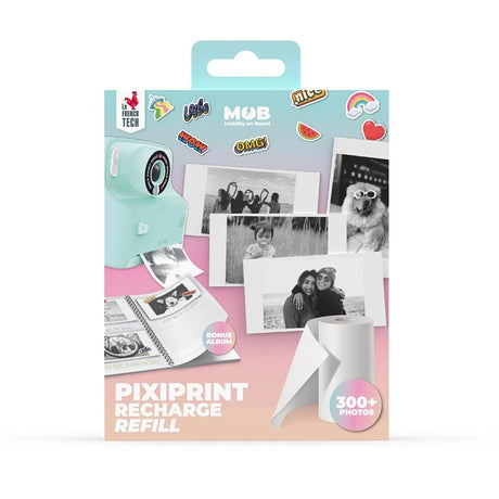 MOB Fotopapir til MOB Pixiprint Kamera - inkl. Mindebog & Stickers - 4 stk - Hvid