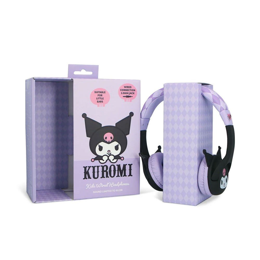 Kuromi OTL On-Ear Høretelefoner til Børn m. 3D Ører - Max. 85dB - Lilla / Sort