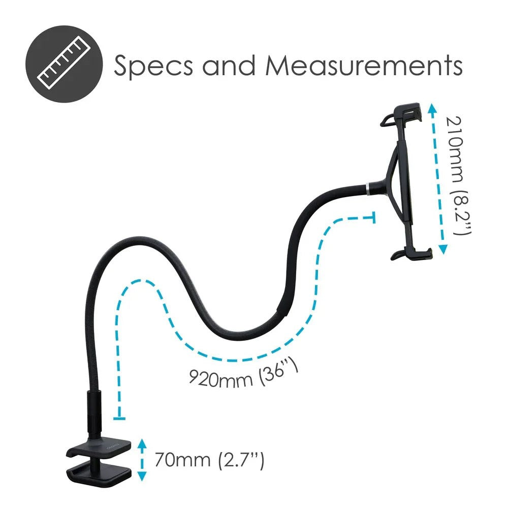 Desire2 Gooseneck Tablet Holder til Bord - Formbar - Sort