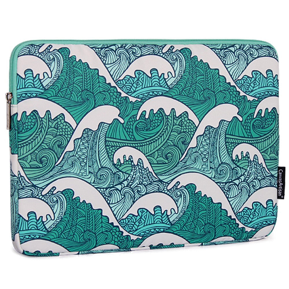 CanvasArtisan Sleeve m. Bølge Motiv Til Macbook / Bærbar PC 14" - (37 x 26.5 x 2 cm) - Blå