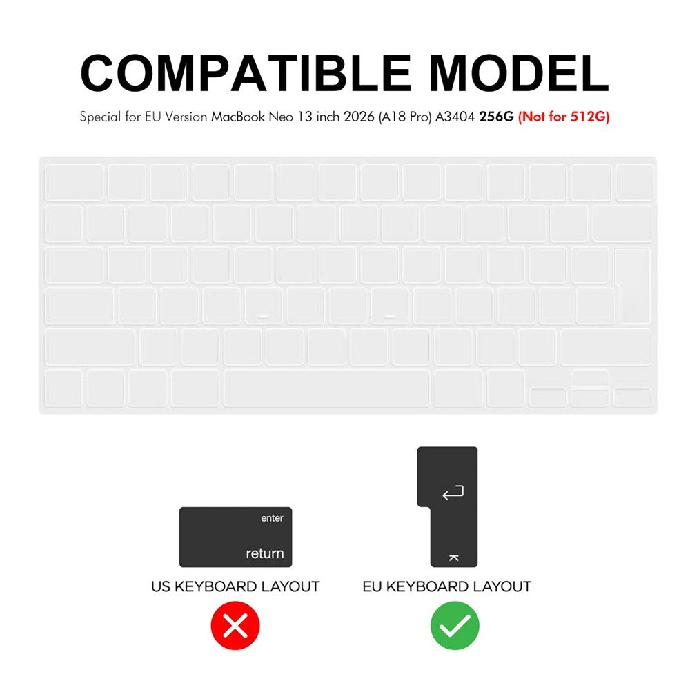 ENKAY Cover til MacBook Neo 13 A18 Pro (2026) Tastatur - Gennemsigtig