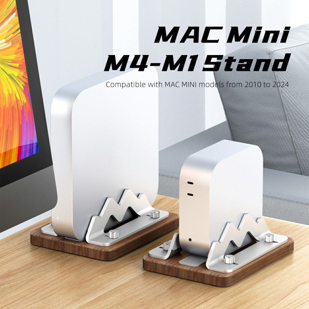 Justerbar PC Stander i Træ Til Mac Mini M4 / M3 / M2 / M1