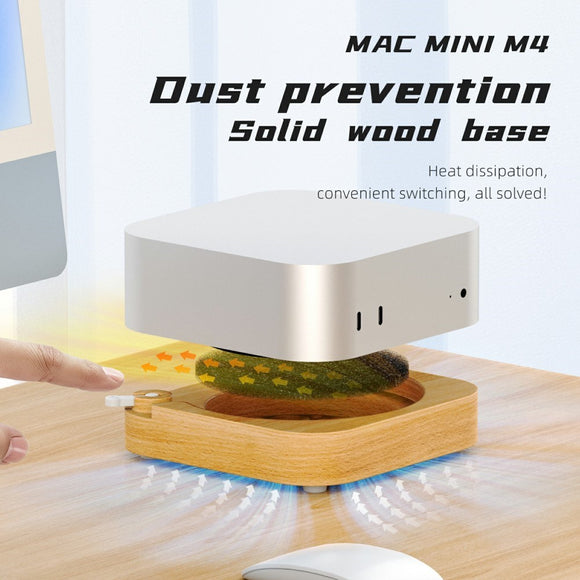 Mac Mini M4 / M4 Pro Træstander – Støvbeskyttelse, Køling & Elegant Design