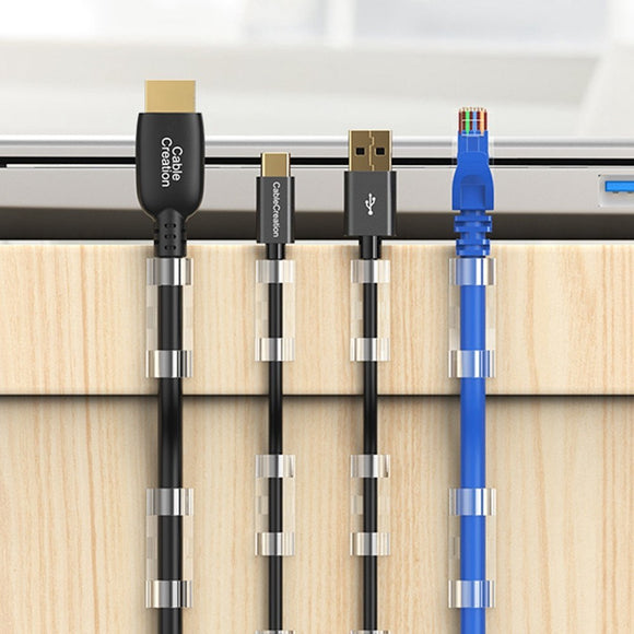 CableCreation Selvklæbende Kabelholder - Large - 50 stk - Gennemsigtig