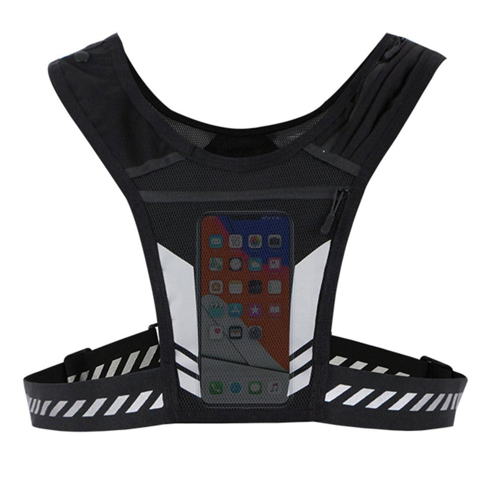 Mesh Løbevest m. Mobil Holder og Reflekser - Sort