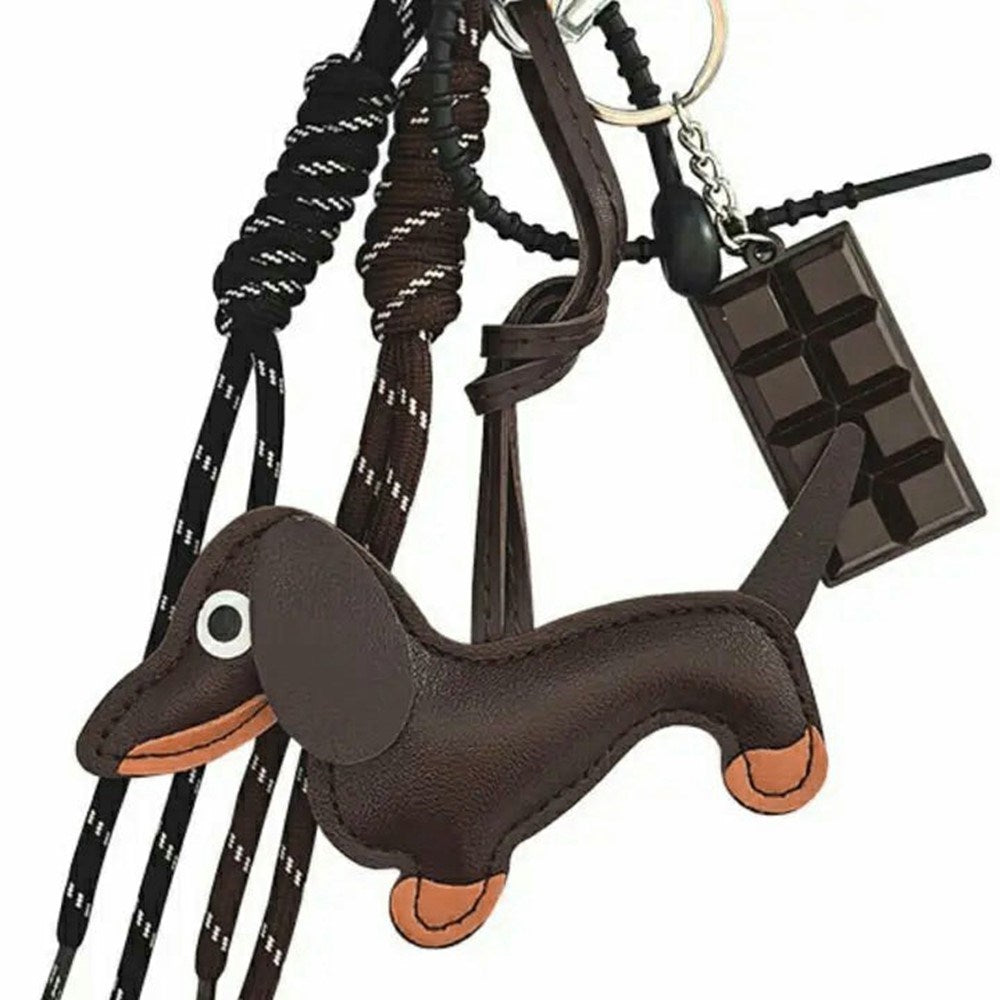Taskevedhæng m. Gravhund / Chokolade - Brun