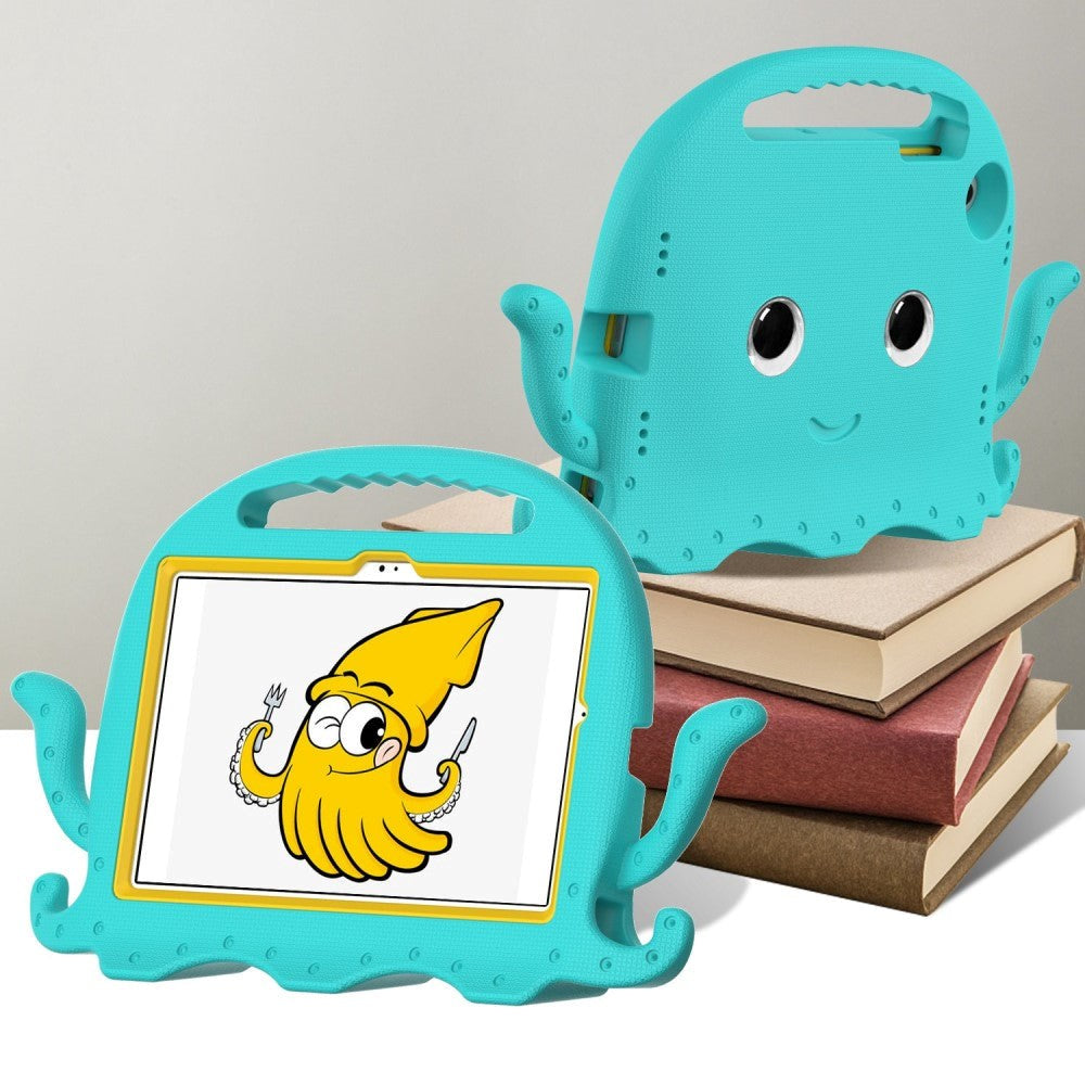 Samsung Galaxy Tab A8 10.5" (2021) Børne Cover m. Skulderstrop & Håndholder - Blæksprutte - Turkis