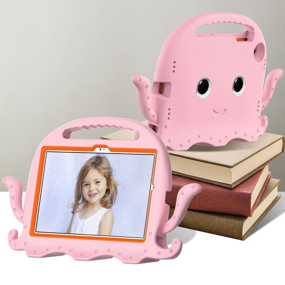 Samsung Galaxy Tab A8 10.5" (2021) Børne Cover m. Skulderstrop & Håndholder - Blæksprutte - Lyserød