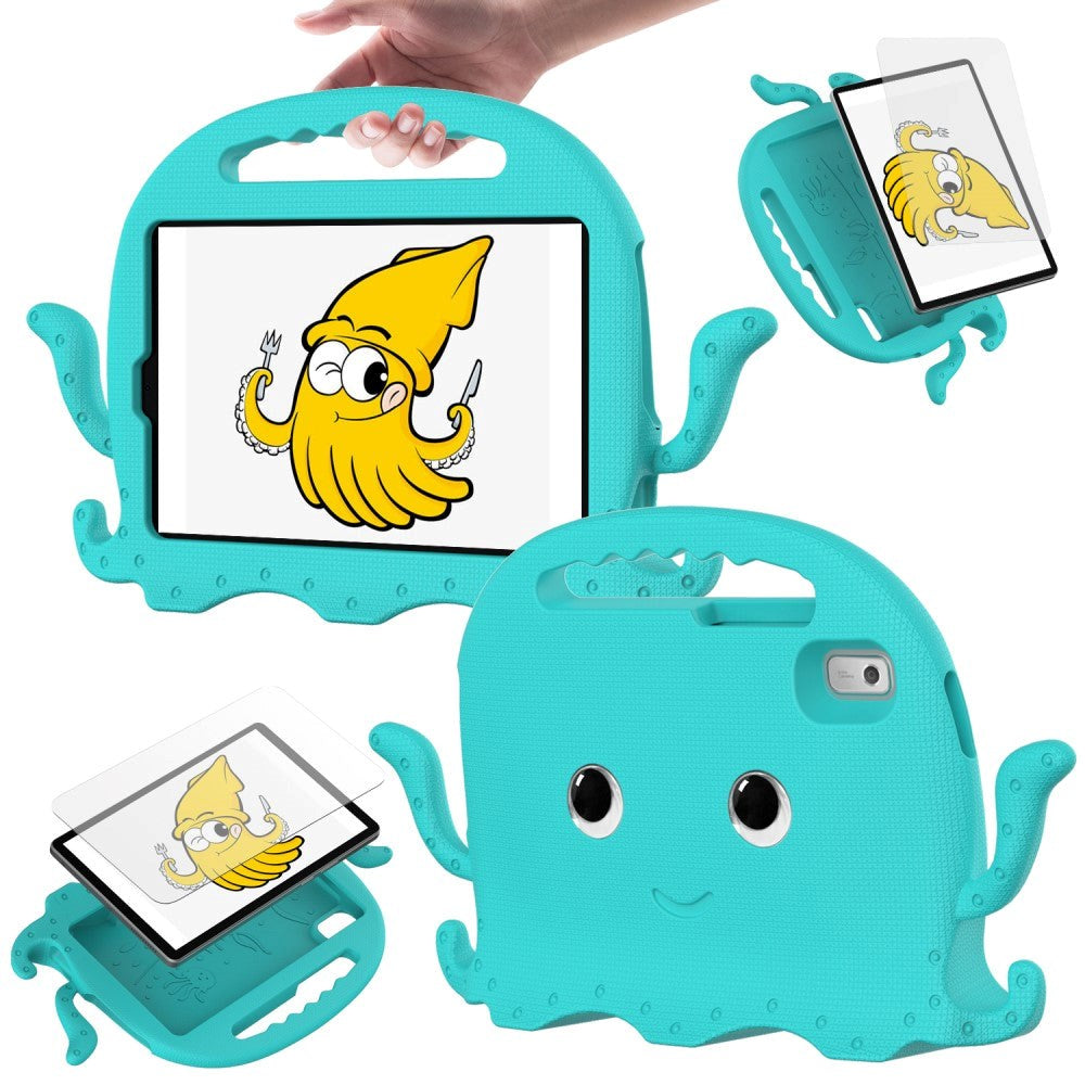 Lenovo Tab M9 Børne Cover m. Skulderstrop & Håndholder - Blæksprutte - Turkis
