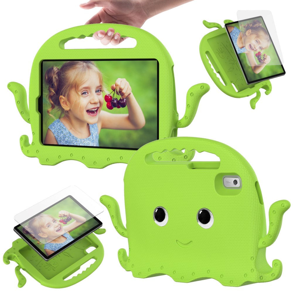 Lenovo Tab M9 Børne Cover m. Skulderstrop & Håndholder - Blæksprutte - Grøn