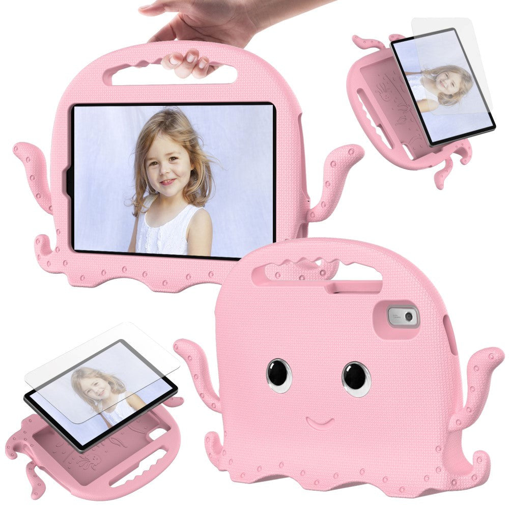 Lenovo Tab M9 Børne Cover m. Skulderstrop & Håndholder - Blæksprutte - Lyserød
