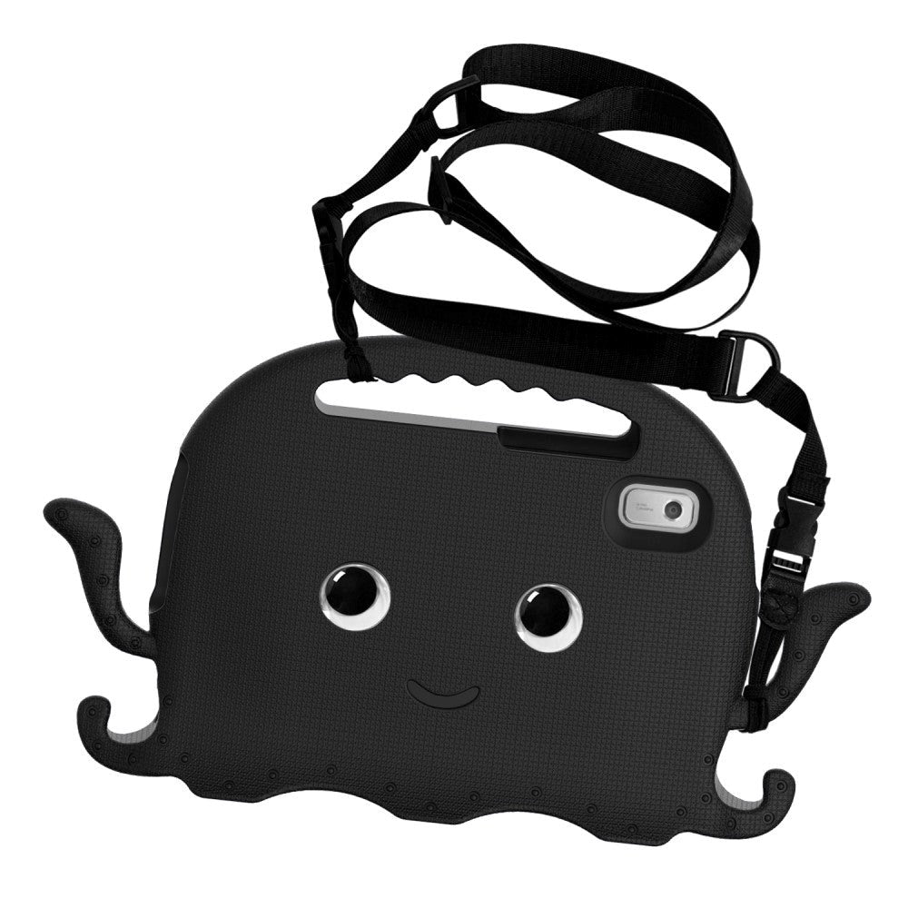 Lenovo Tab M9 Børne Cover m. Skulderstrop & Håndholder - Blæksprutte - Sort
