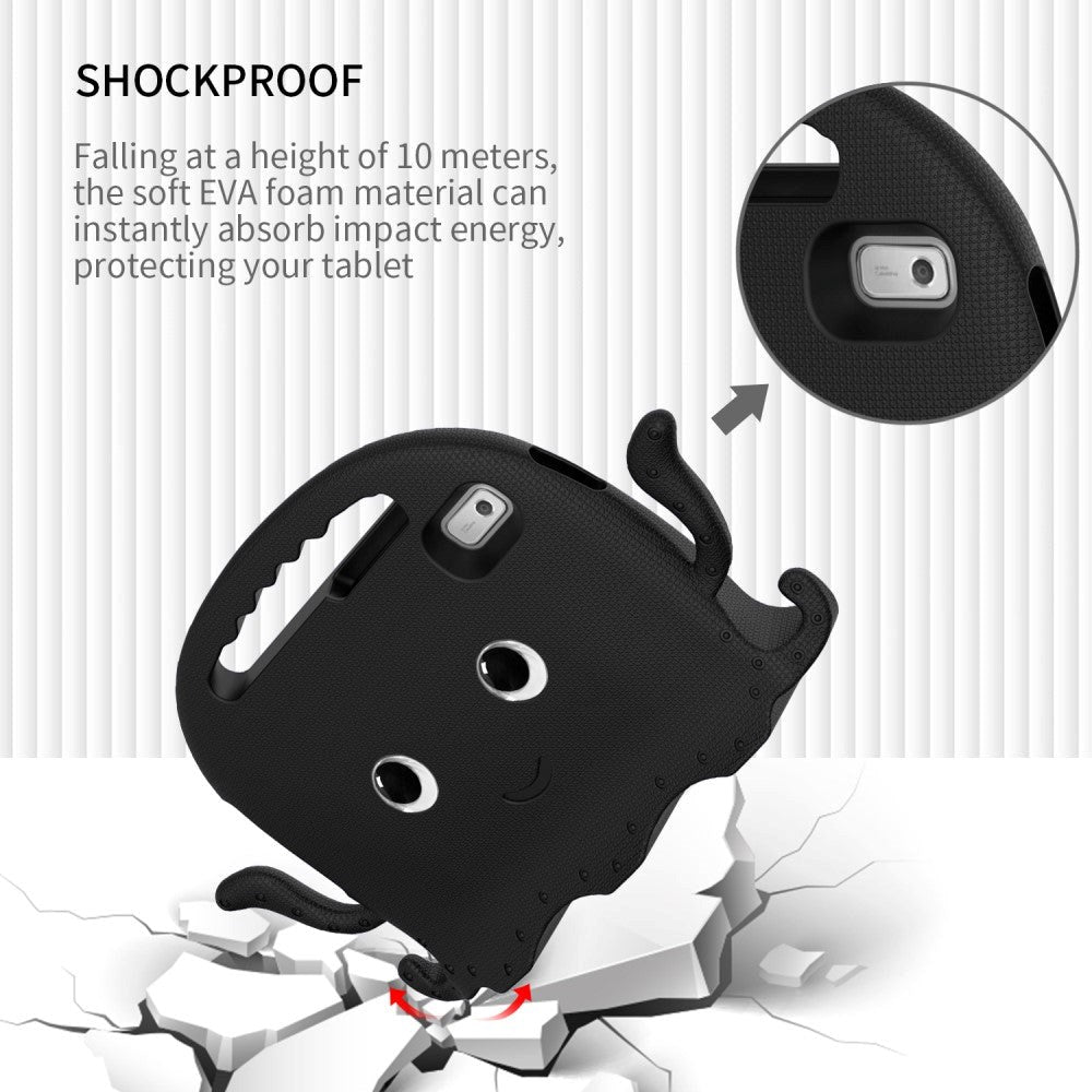 Lenovo Tab M9 Børne Cover m. Skulderstrop & Håndholder - Blæksprutte - Sort