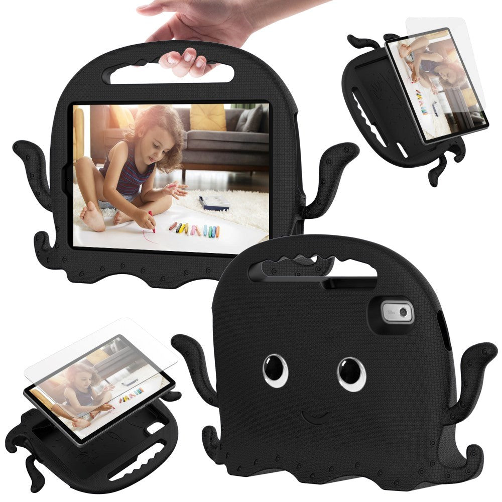Lenovo Tab M9 Børne Cover m. Skulderstrop & Håndholder - Blæksprutte - Sort