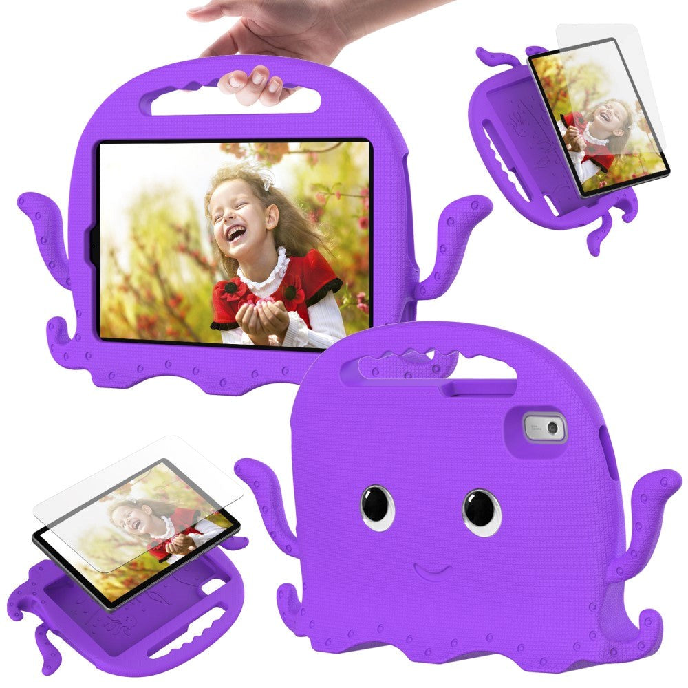 Lenovo Tab M9 Børne Cover m. Skulderstrop & Håndholder - Blæksprutte - Lilla
