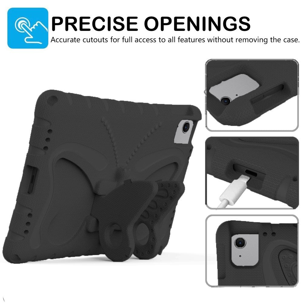 EIDERWOOD iPad Air 11" (2026 / 2025 / 2024) Børne Cover - Butterfly Kickstand Cover m. Skulderstrop - Sort