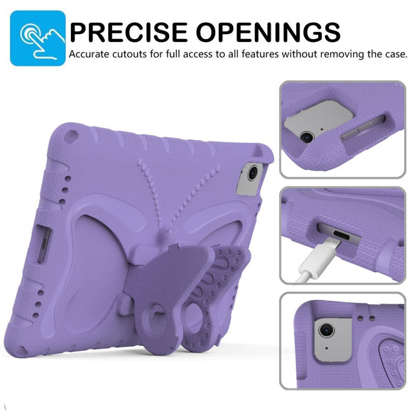 EIDERWOOD iPad Air 11" (2026 / 2025 / 2024) Børne Cover - Butterfly Kickstand Cover m. Skulderstrop - Lilla