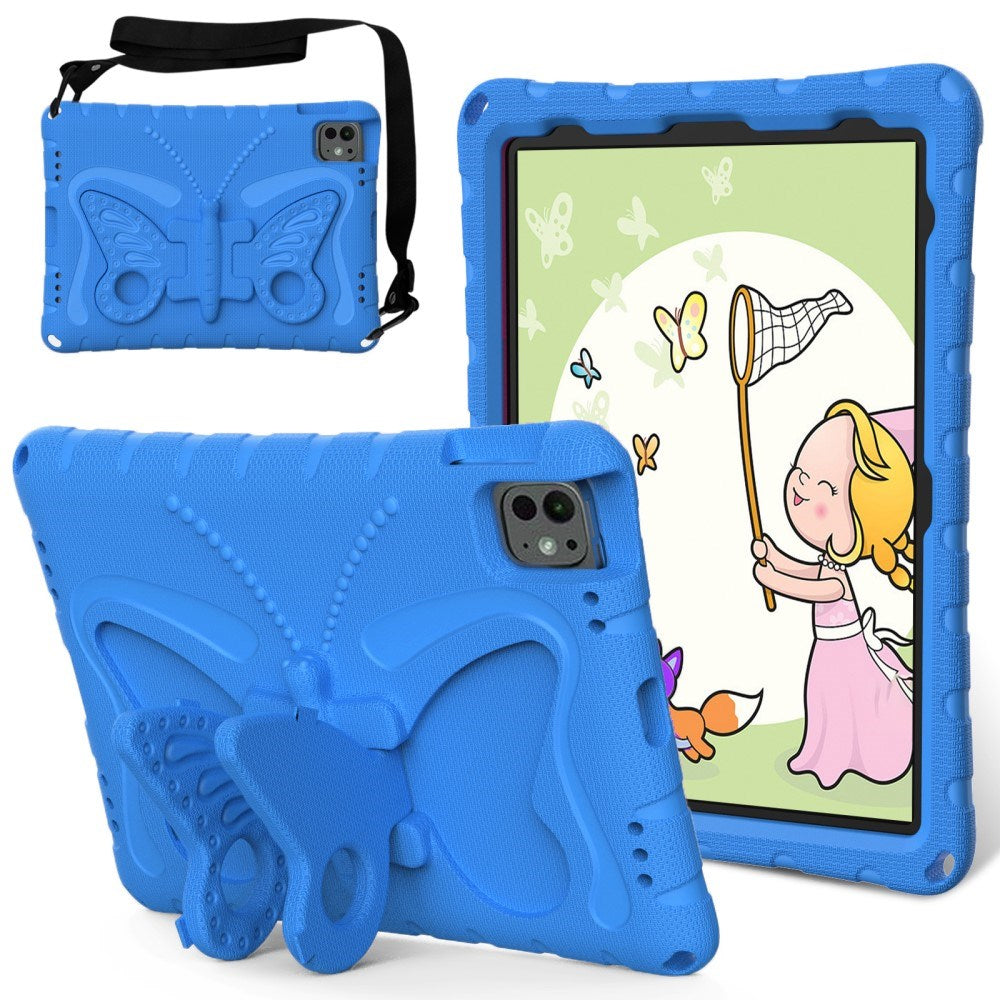 EIDERWOOD iPad Pro 11" (2025 / 2024) Børne Cover - Butterfly Kickstand Cover m. Skulderstrop - Blå