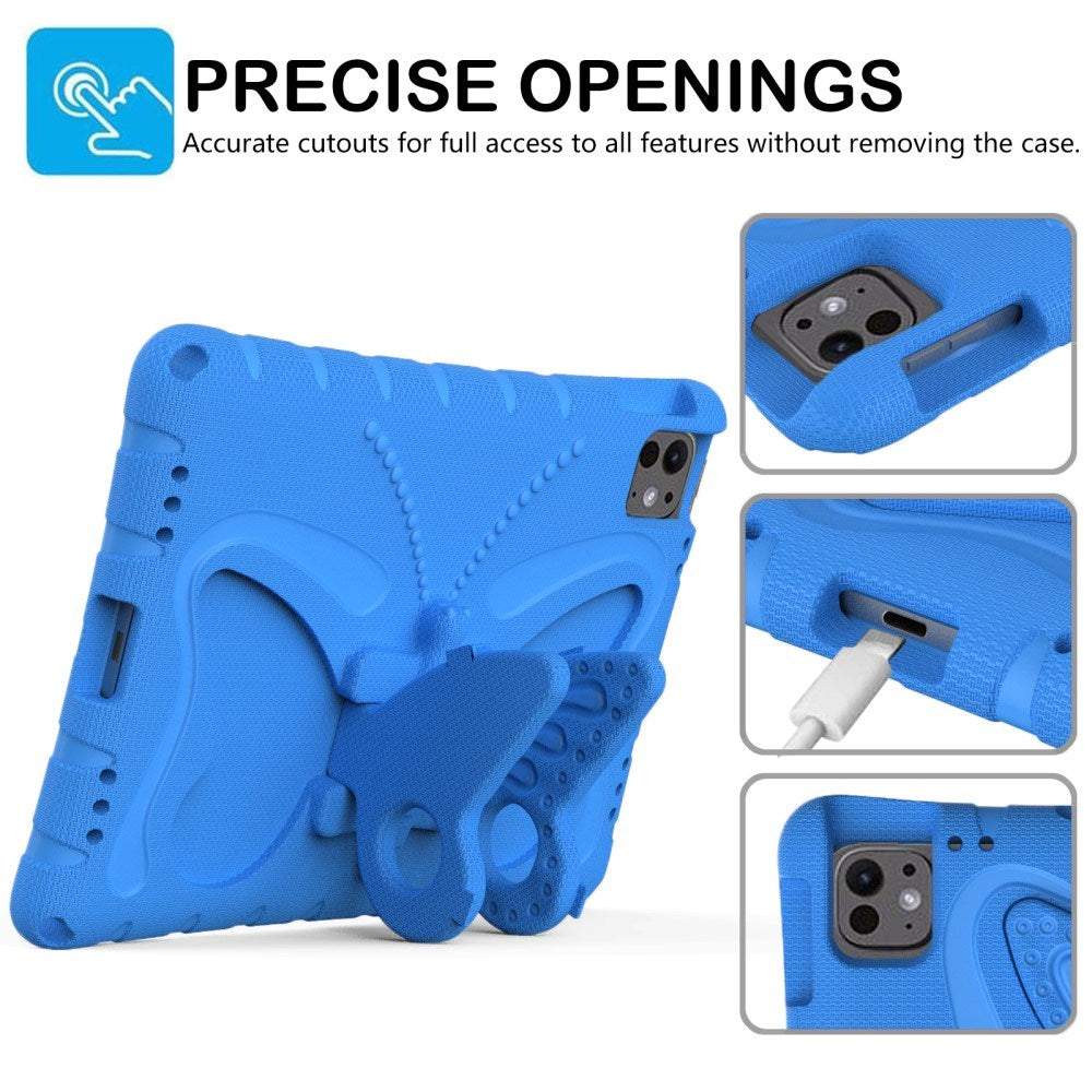 EIDERWOOD iPad Pro 11" (2025 / 2024) Børne Cover - Butterfly Kickstand Cover m. Skulderstrop - Blå