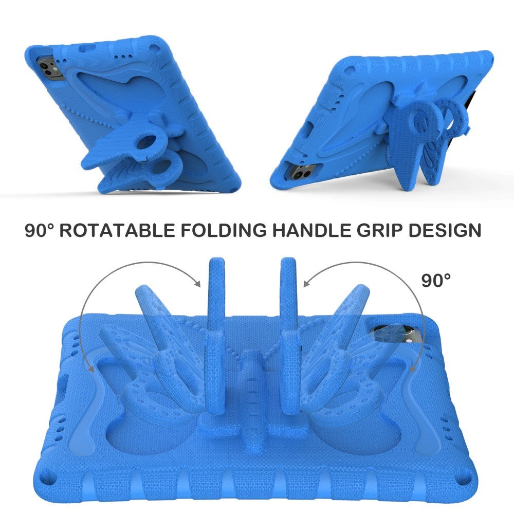 EIDERWOOD iPad Pro 11" (2025 / 2024) Børne Cover - Butterfly Kickstand Cover m. Skulderstrop - Blå