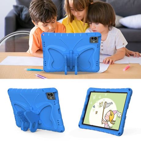 EIDERWOOD iPad Pro 11" (2025 / 2024) Børne Cover - Butterfly Kickstand Cover m. Skulderstrop - Blå