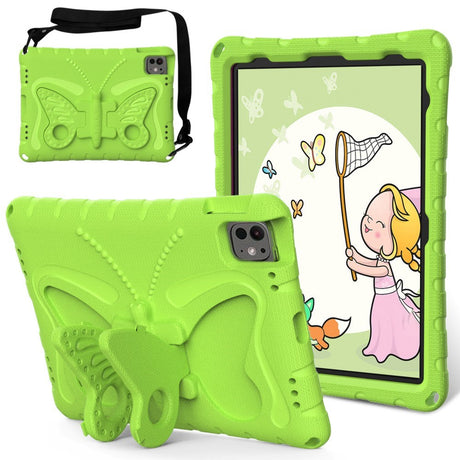 EIDERWOOD iPad Pro 11" (2025 / 2024) Børne Cover - Butterfly Kickstand Cover m. Skulderstrop - Grøn