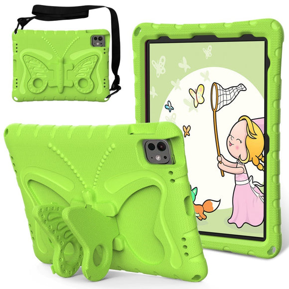 EIDERWOOD iPad Pro 11" (2025 / 2024) Børne Cover - Butterfly Kickstand Cover m. Skulderstrop - Grøn