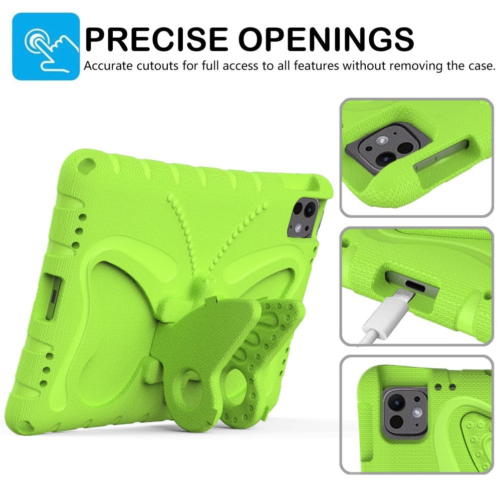 EIDERWOOD iPad Pro 11" (2025 / 2024) Børne Cover - Butterfly Kickstand Cover m. Skulderstrop - Grøn