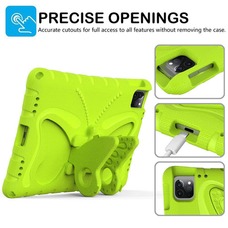 EIDERWOOD iPad Air 13" (2026 / 2025 / 2024) / Pro 13" (2025 / 2024) / Pro 12.9" (2022-2018) Børne Cover - Butterfly Kickstand Cover m. Skulderstrop - Grøn