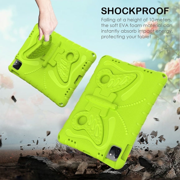 EIDERWOOD iPad Air 13" (2026 / 2025 / 2024) / Pro 13" (2025 / 2024) / Pro 12.9" (2022-2018) Børne Cover - Butterfly Kickstand Cover m. Skulderstrop - Grøn