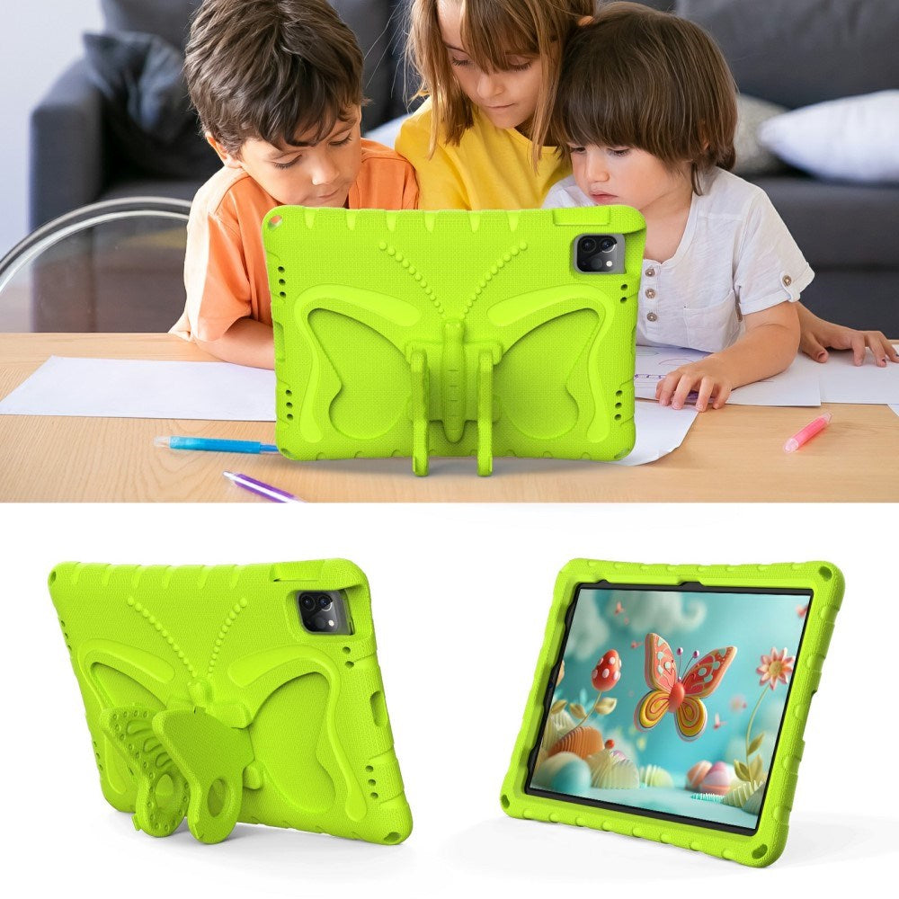 EIDERWOOD iPad Air 13" (2026 / 2025 / 2024) / Pro 13" (2025 / 2024) / Pro 12.9" (2022-2018) Børne Cover - Butterfly Kickstand Cover m. Skulderstrop - Grøn
