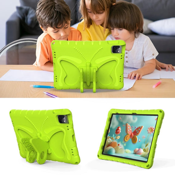 EIDERWOOD iPad Air 13" (2026 / 2025 / 2024) / Pro 13" (2025 / 2024) / Pro 12.9" (2022-2018) Børne Cover - Butterfly Kickstand Cover m. Skulderstrop - Grøn