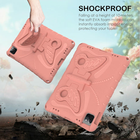 EIDERWOOD iPad Air 13" (2026 / 2025 / 2024) / Pro 13" (2025 / 2024) / Pro 12.9" (2022-2018) Børne Cover - Butterfly Kickstand Cover m. Skulderstrop - Koral