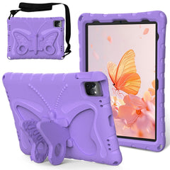 EIDERWOOD iPad Air 13" (2025 / 2024) / Pro 13" (2025 / 2024) / Pro 12.9" (2022-2018) Børne Cover - Butterfly Kickstand Cover m. Skulderstrop - Lilla