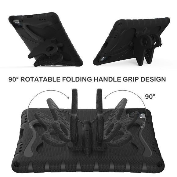 EIDERWOOD iPad Air 13" (2026 / 2025 / 2024) / Pro 13" (2025 / 2024) / Pro 12.9" (2022-2018) Børne Cover - Butterfly Kickstand Cover m. Skulderstrop - Sort