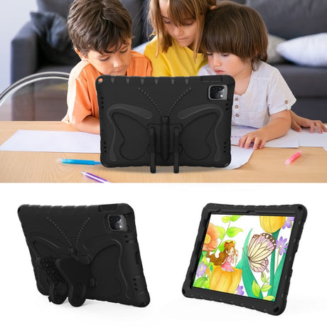 EIDERWOOD iPad Air 13" (2026 / 2025 / 2024) / Pro 13" (2025 / 2024) / Pro 12.9" (2022-2018) Børne Cover - Butterfly Kickstand Cover m. Skulderstrop - Sort