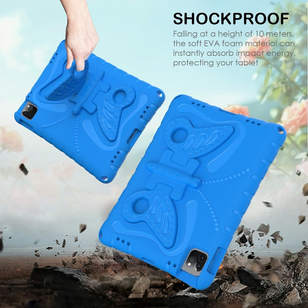 EIDERWOOD iPad Air 13" (2026 / 2025 / 2024) / Pro 13" (2025 / 2024) / Pro 12.9" (2022-2018) Børne Cover - Butterfly Kickstand Cover m. Skulderstrop - Blå
