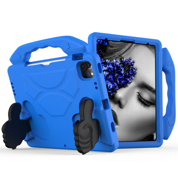 EIDERWOOD iPad Air 13" (2026 / 2025 / 2024) / Pro 13" (2025 / 2024) / Pro 12.9" (2022-2018) Børne Cover - Thumb Kickstand Cover - Blå