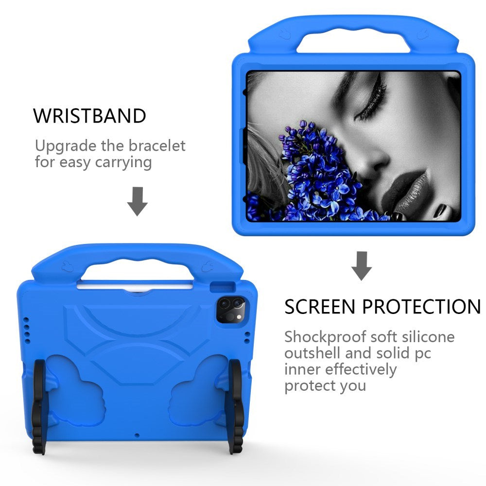 EIDERWOOD iPad Air 13" (2026 / 2025 / 2024) / Pro 13" (2025 / 2024) / Pro 12.9" (2022-2018) Børne Cover - Thumb Kickstand Cover - Blå