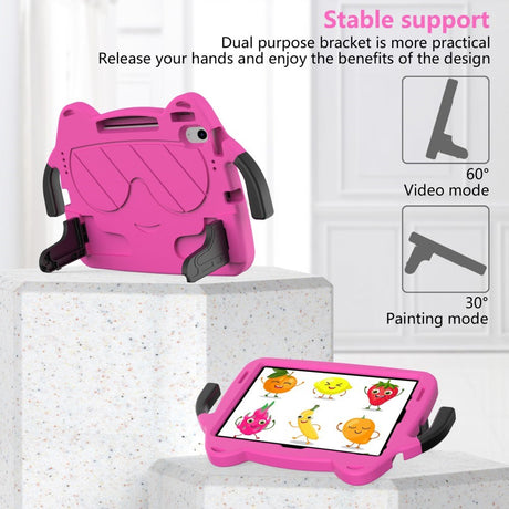 EIDERWOOD iPad Air 11" (2026 / 2025 / 2024) Børne Cover m. Ståfunktion & Håndtag - Smiley - Lyserød
