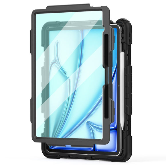 iPad Air 13" (2026 / 2025 / 2024) Hybrid Cover m. Indbygget Skærmbeskyttelse - Kickstand - Skulderstrop - Sort
