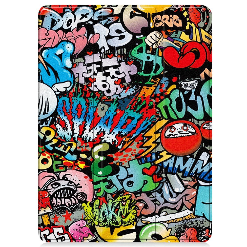 EIDERWOOD OnePlus Pad 2 Tri-Fold Kunstlæder Cover m. Vågeblus Funktion - Graffiti