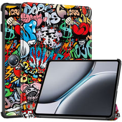 EIDERWOOD OnePlus Pad 2 Tri-Fold Kunstlæder Cover m. Vågeblus Funktion - Graffiti