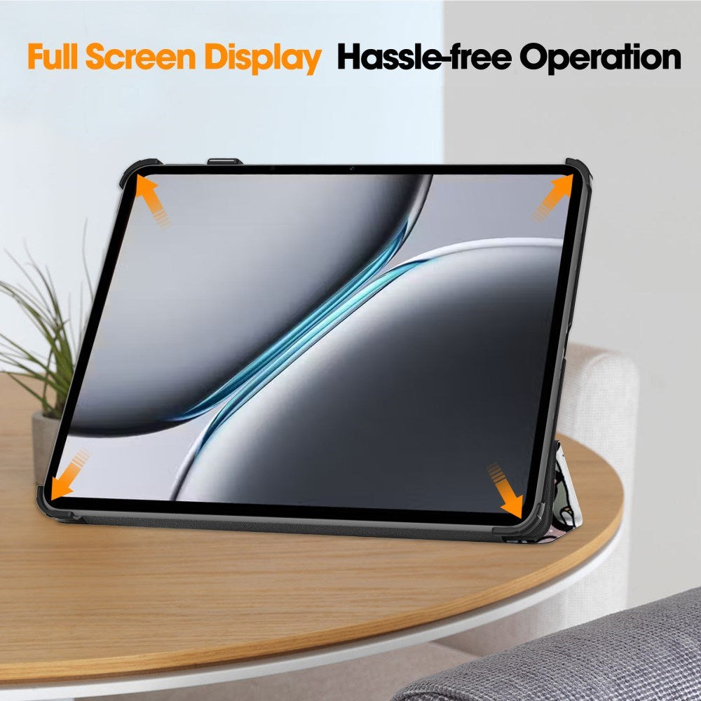 EIDERWOOD OnePlus Pad 2 Tri-Fold Kunstlæder Cover m. Vågeblus Funktion - Graffiti