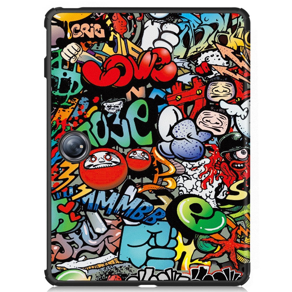 EIDERWOOD OnePlus Pad 2 Tri-Fold Kunstlæder Cover m. Vågeblus Funktion - Graffiti