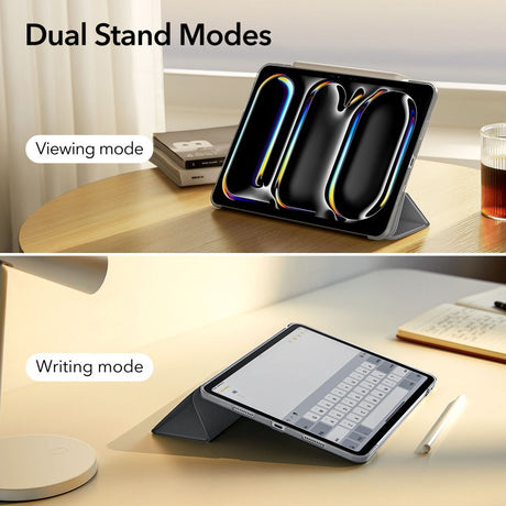 iPad Pro 13" (2025 / 2024) ESR Tri-Fold Flip Cover m. Apple Pencil Holder - Grå