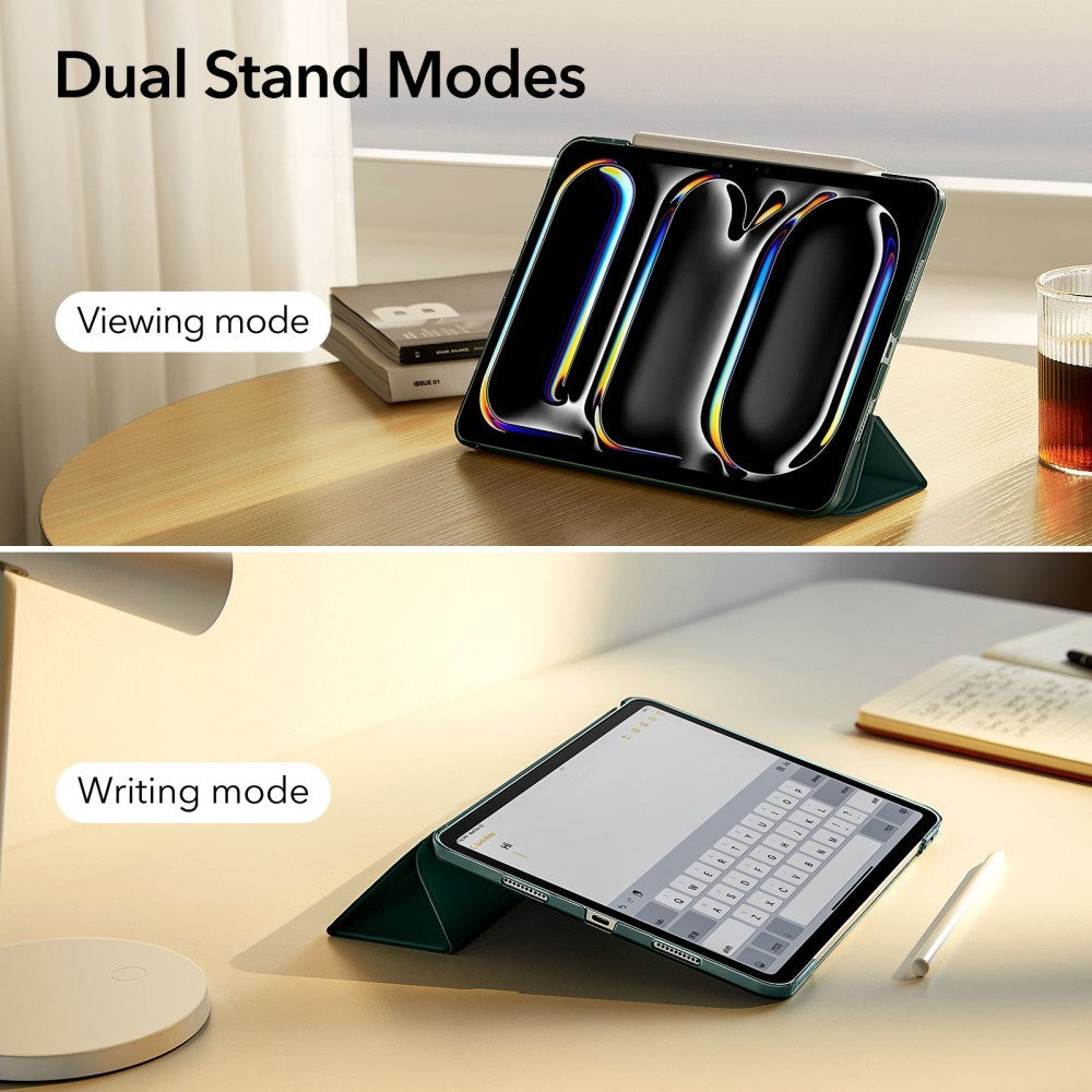 iPad Pro 11" (2025 / 2024) ESR Tri-Fold Flip Cover m. Apple Pencil Holder - Grøn