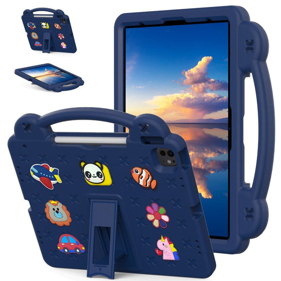 EIDERWOOD iPad Air 13" (2026 / 2025 / 2024) / Pro 13" (2025 / 2024) /12.9" (2022-2018) Børne Cover m. Kickstand & Håndholder - Mørkeblå